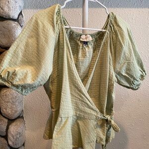 Universal Thread Light Green Wrap Blouse